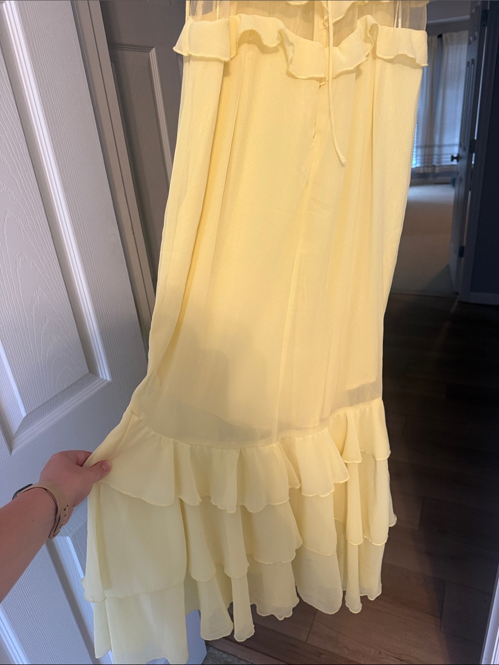 Hello Molly Pale Yellow Ruffle Midi Dress - Picture 3 of 6